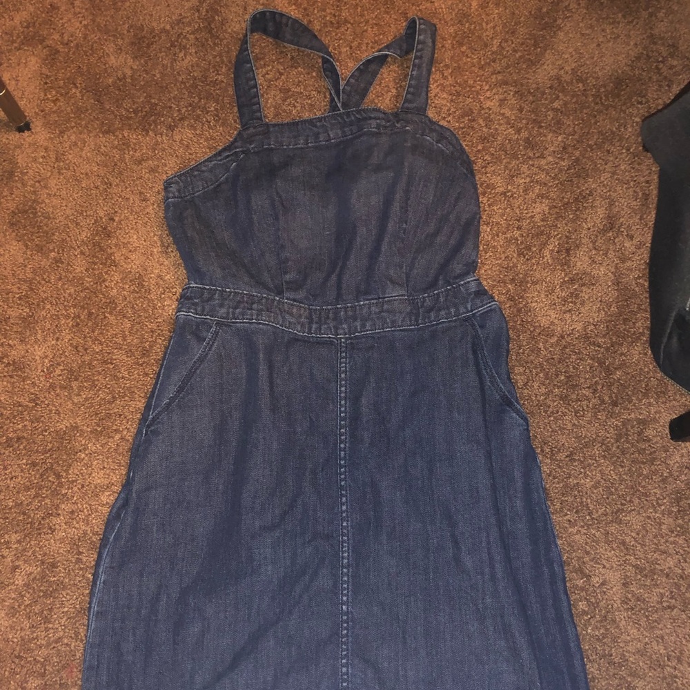 JEAN OVERALL DRESS WITH POCKETS